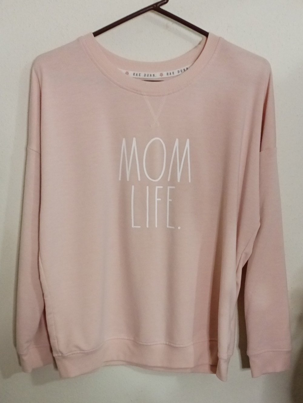 Rae Dunn women's light pink sweatshirt. Mom life size Med